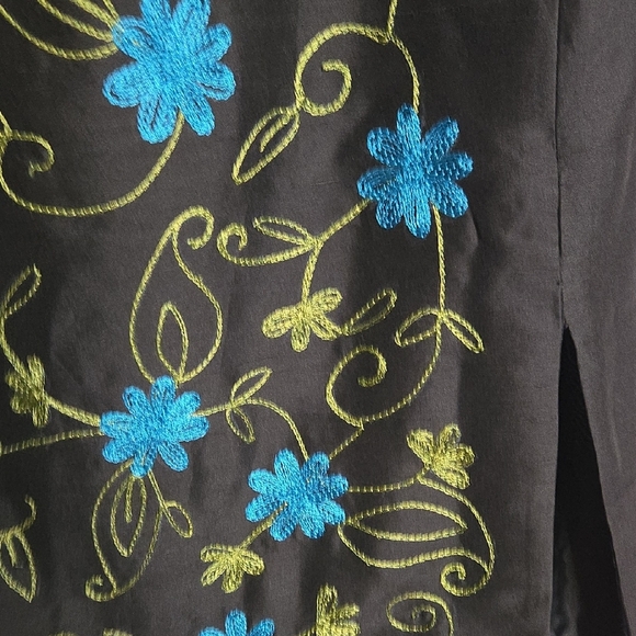 Vintage Clio Black 100% Silk Maxi Skirt Tassel Hem '90s Phoebe Buffay Aesthetic - Picture 4 of 7